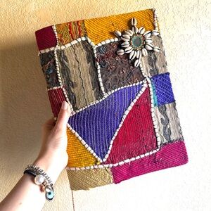 Colorful Patchwork Journal with Shell Accents